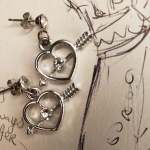 Silver Heart & Arrow Earrings
